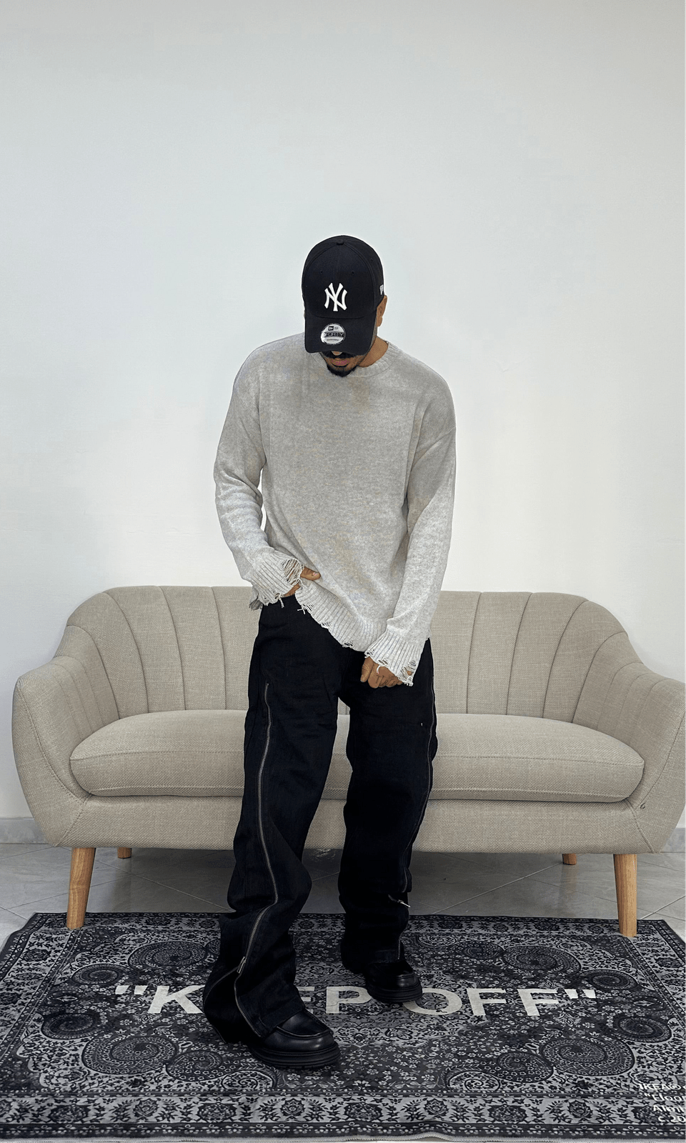 Maglioncino broken wash grey