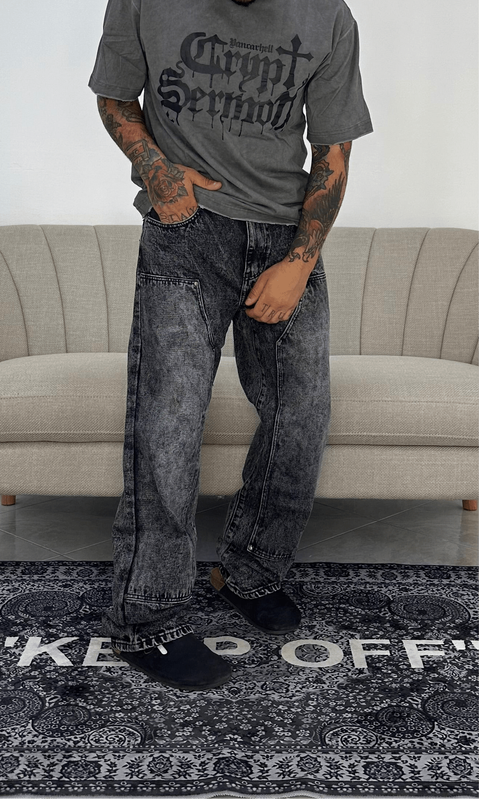 Denim baggy carpenter marmorized