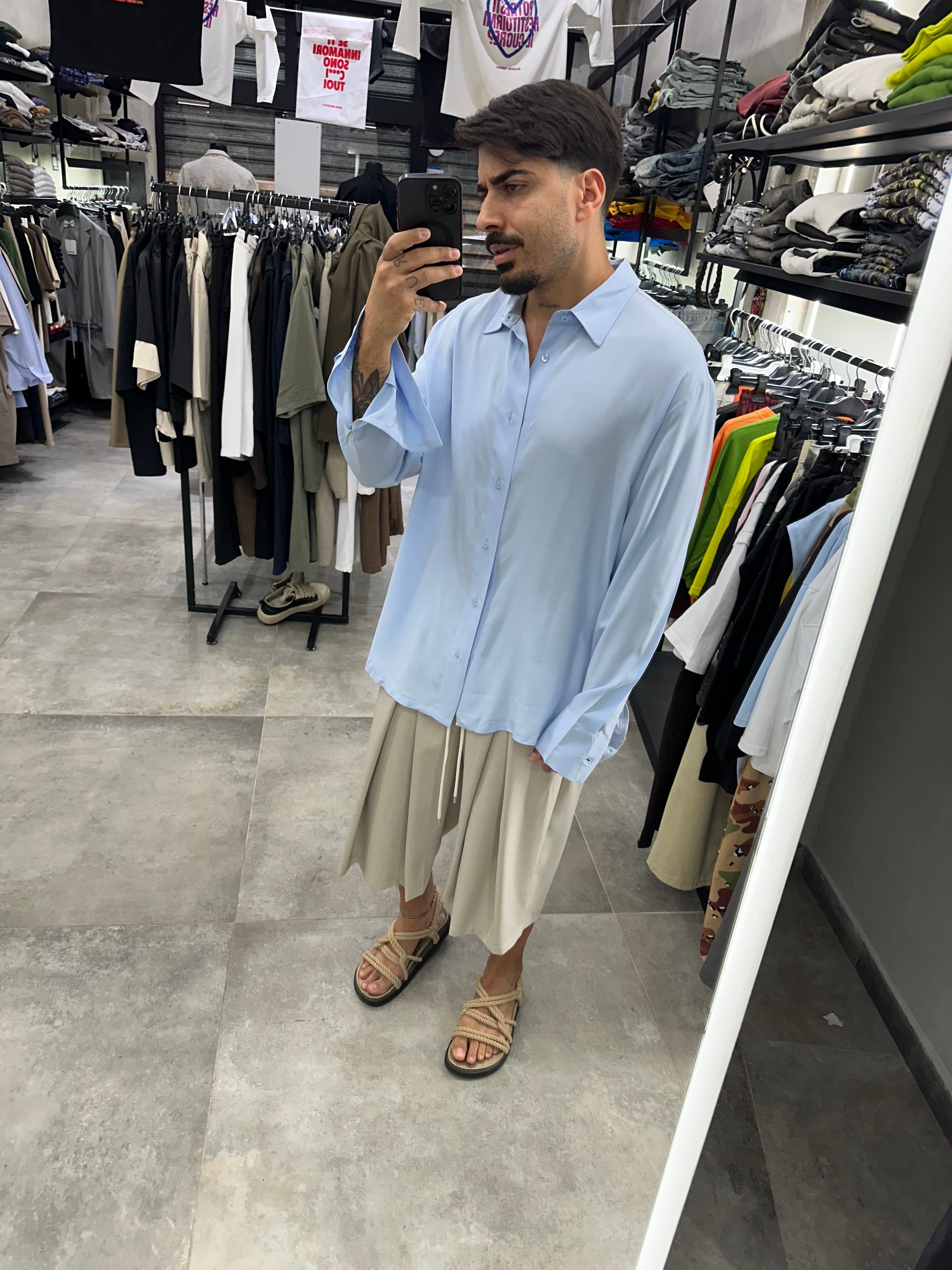 Camicia simil seta azul Tokyo