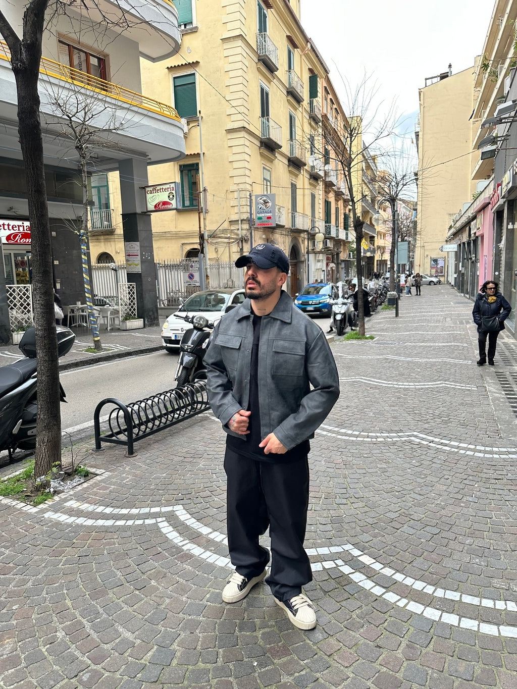 Giacca ecopelle dark grey