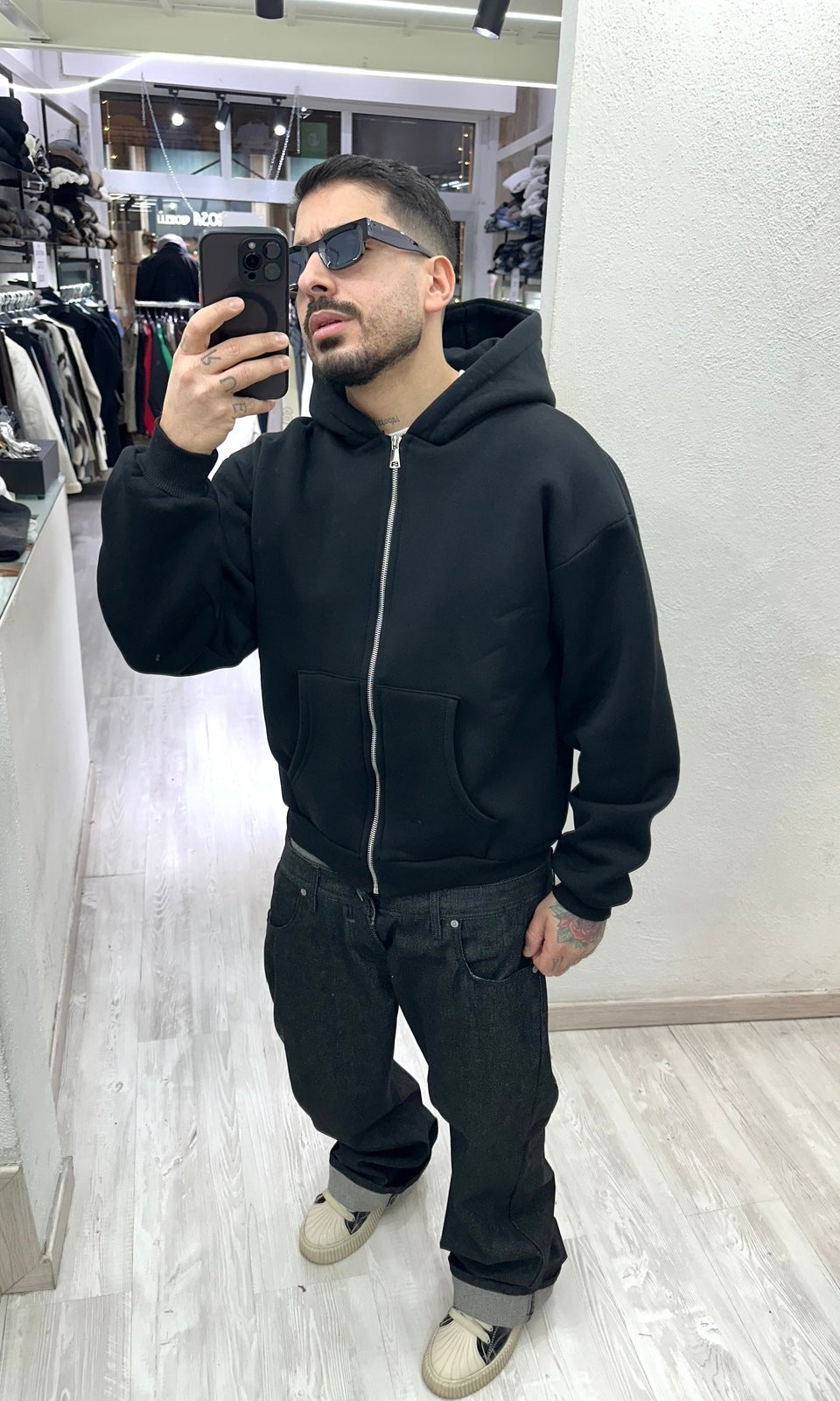 Felpa boxy zip black Passion