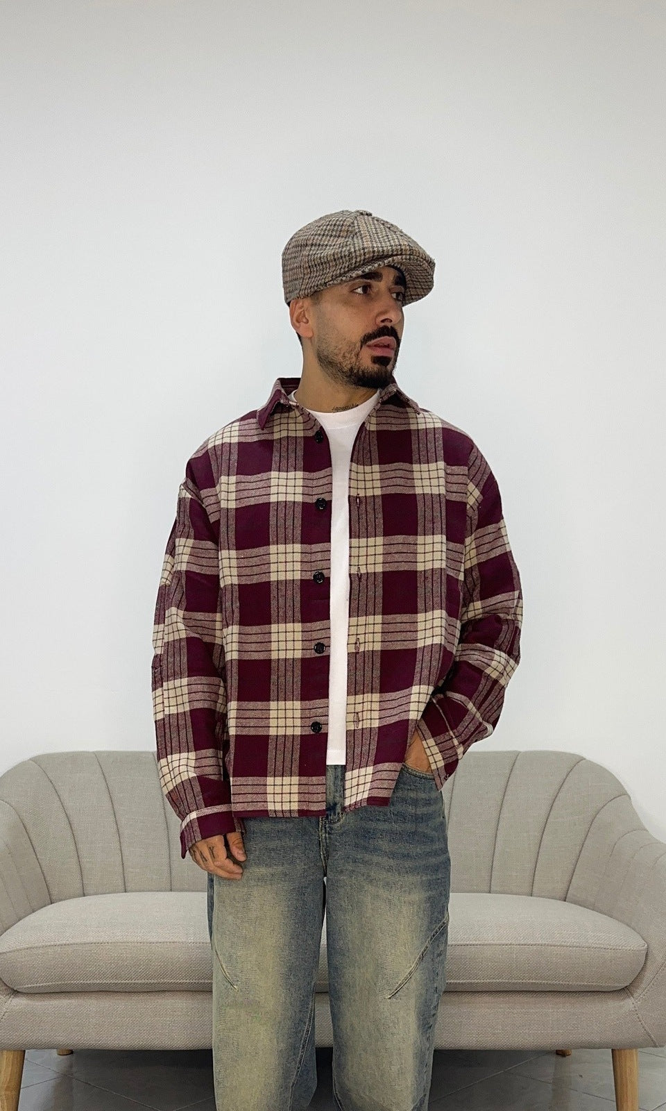 Camicia flanella bordeaux