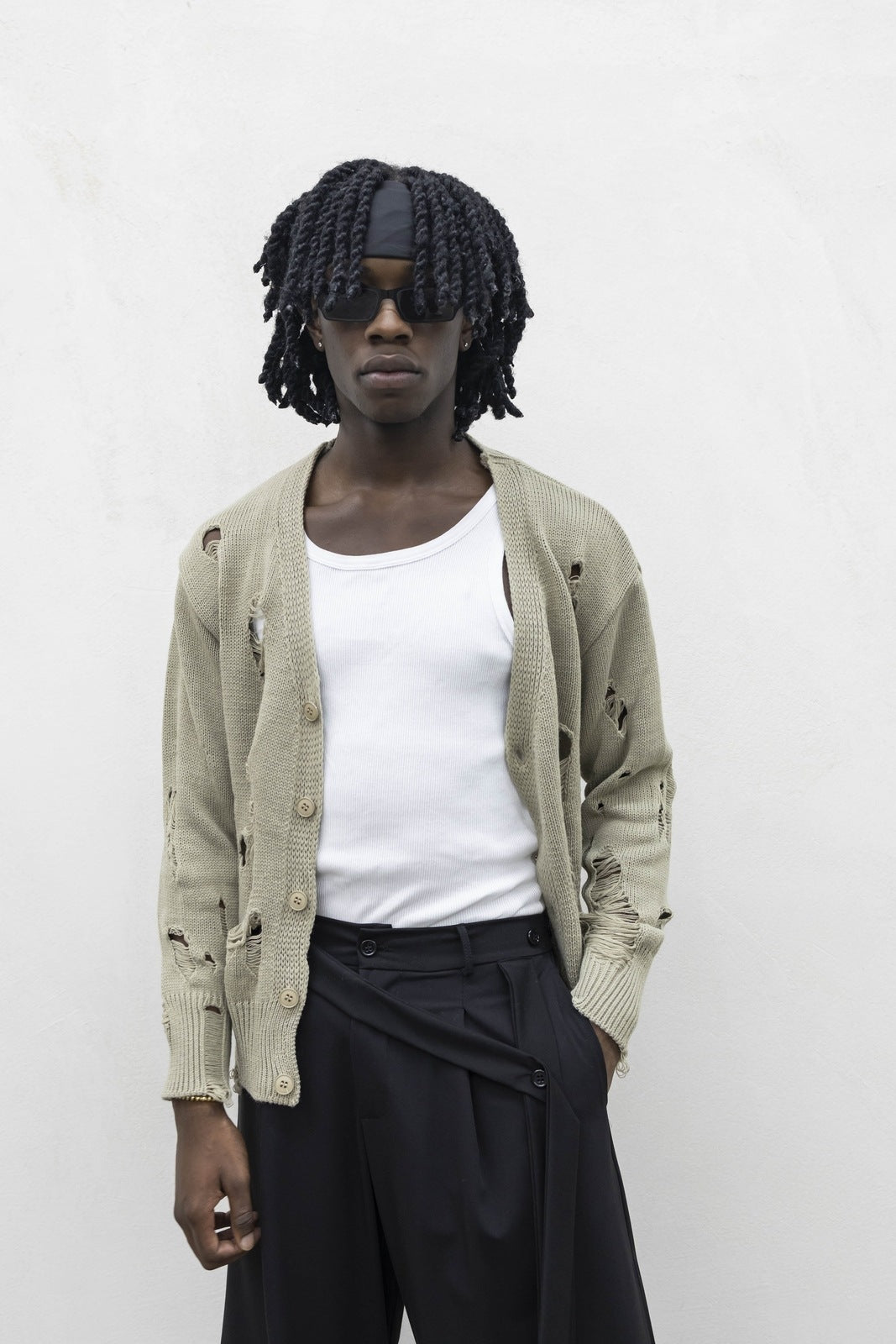 Cardigan destroy beige Tokyo couture