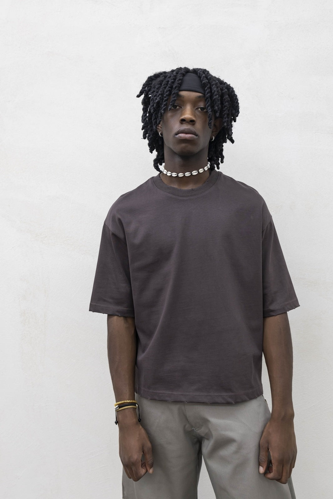 T-shirt crop brown present day