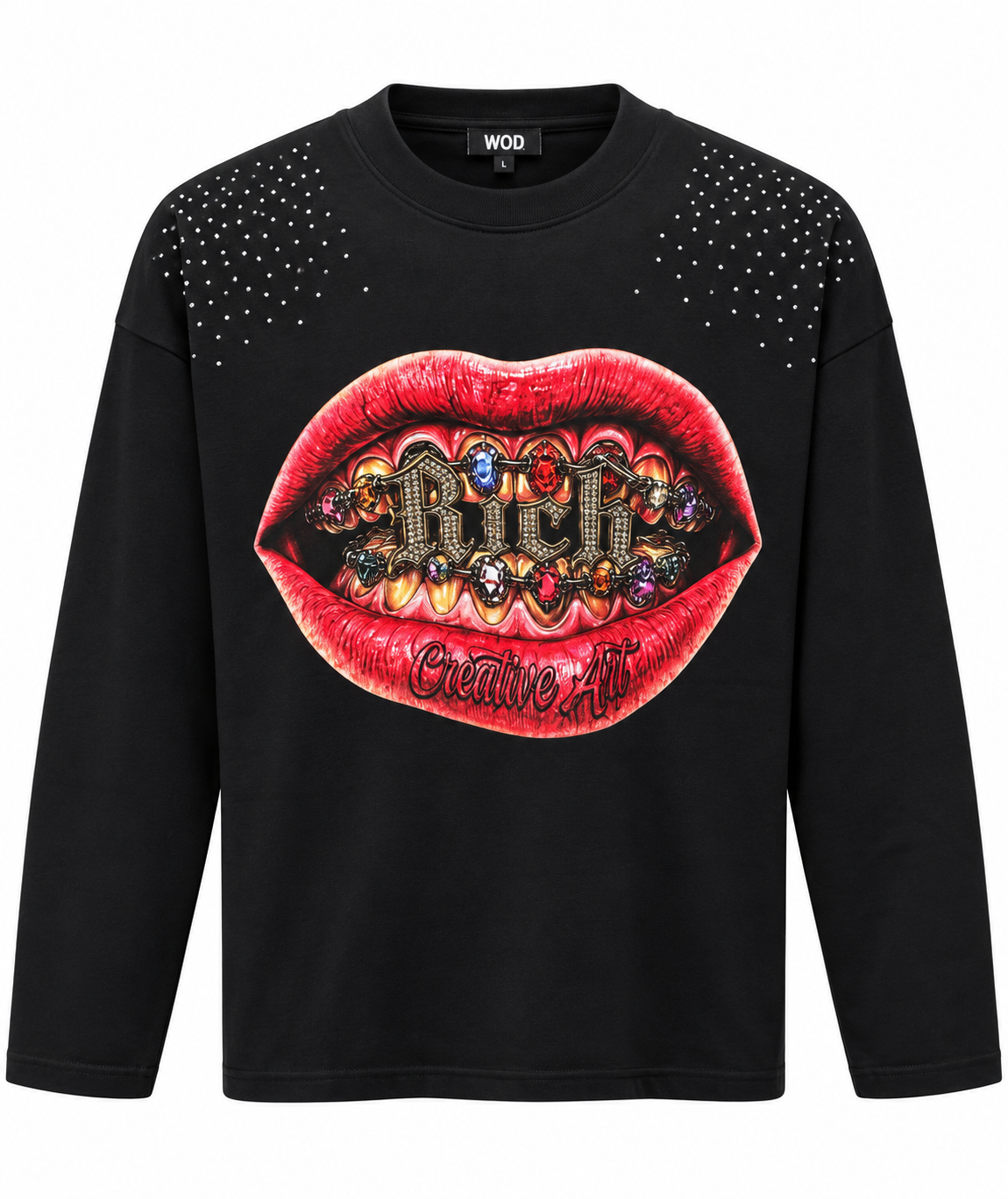 Long sleeve mouth black strass