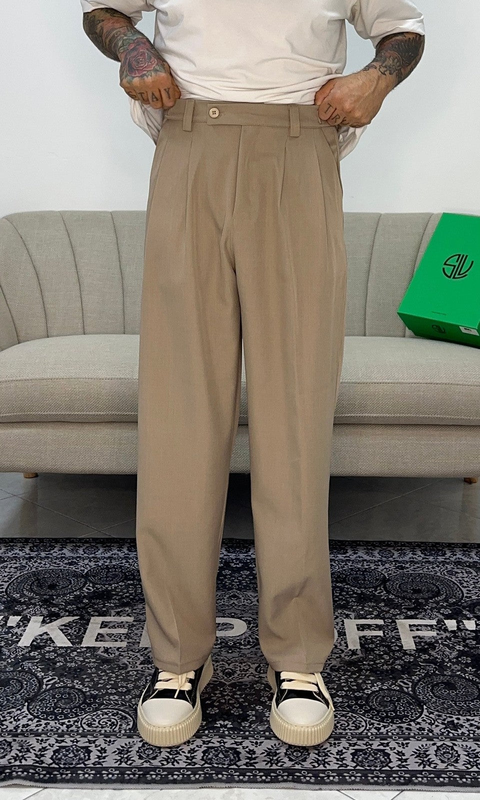 Panta ampio double pence beige