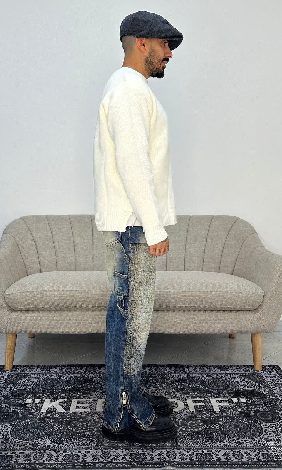 Denim flare carp zip blu sand