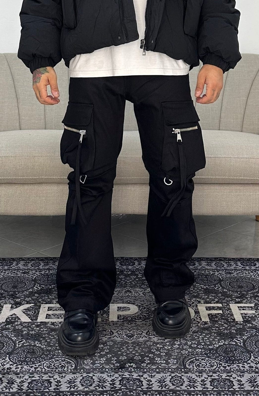 Denim flare pocket t.black