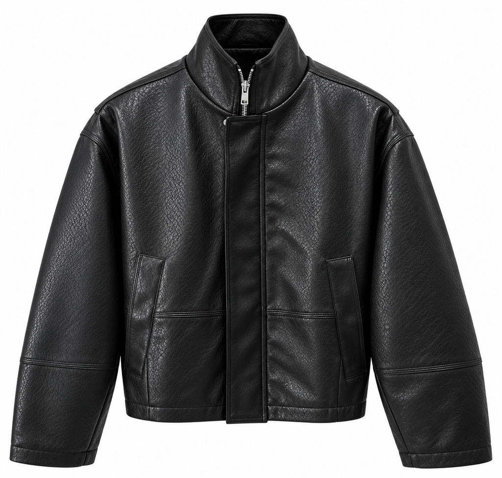 Giacca eco pelle cropped black