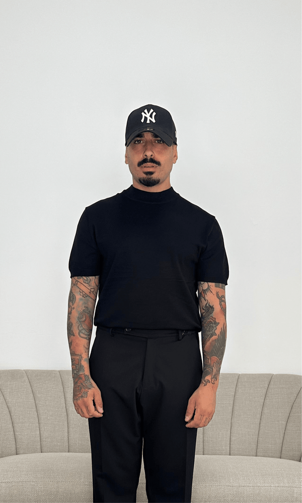 T-shirt mezzo collo wool black