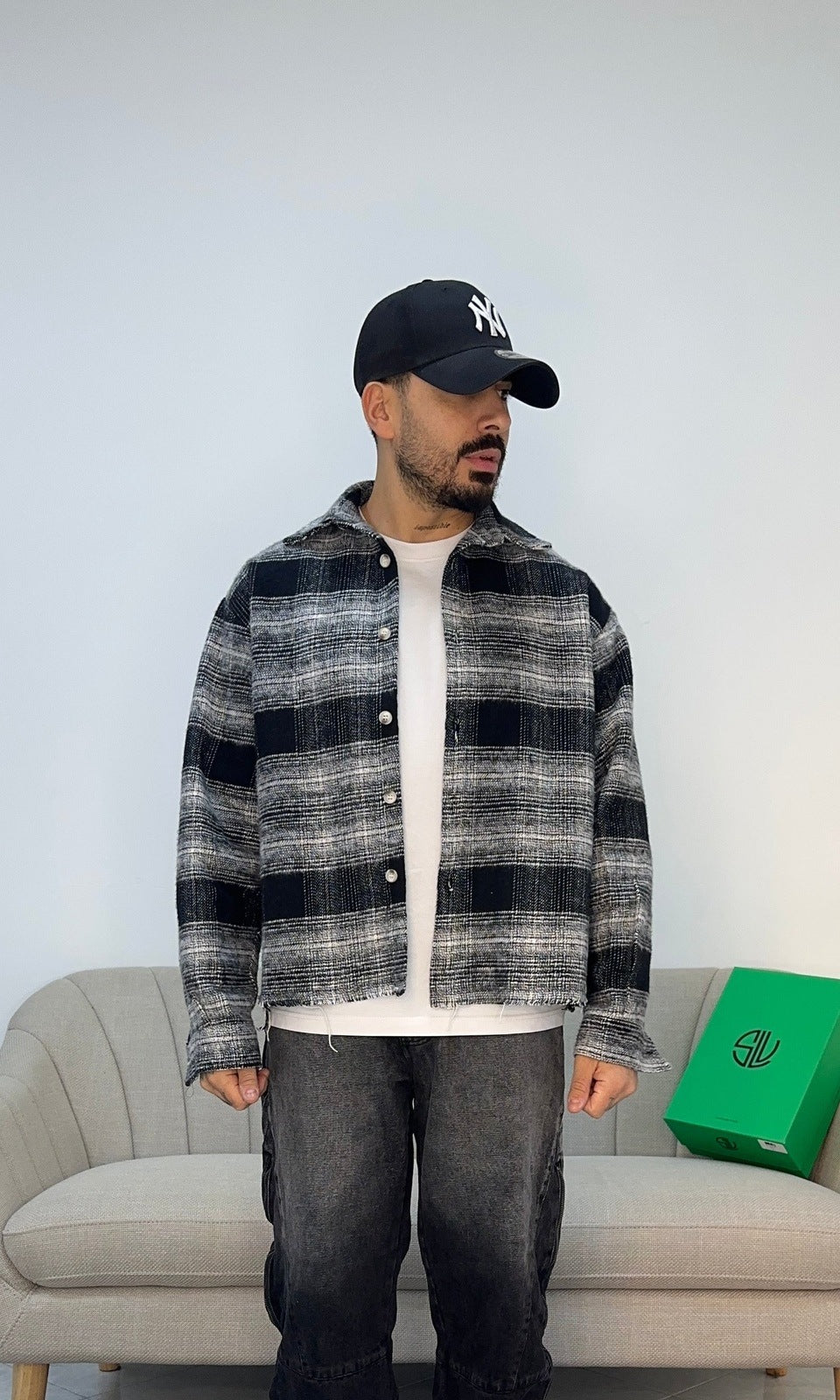 Camicia franella crop black