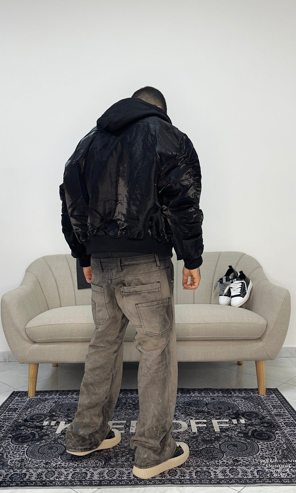 Bomber nylon cap hoodie