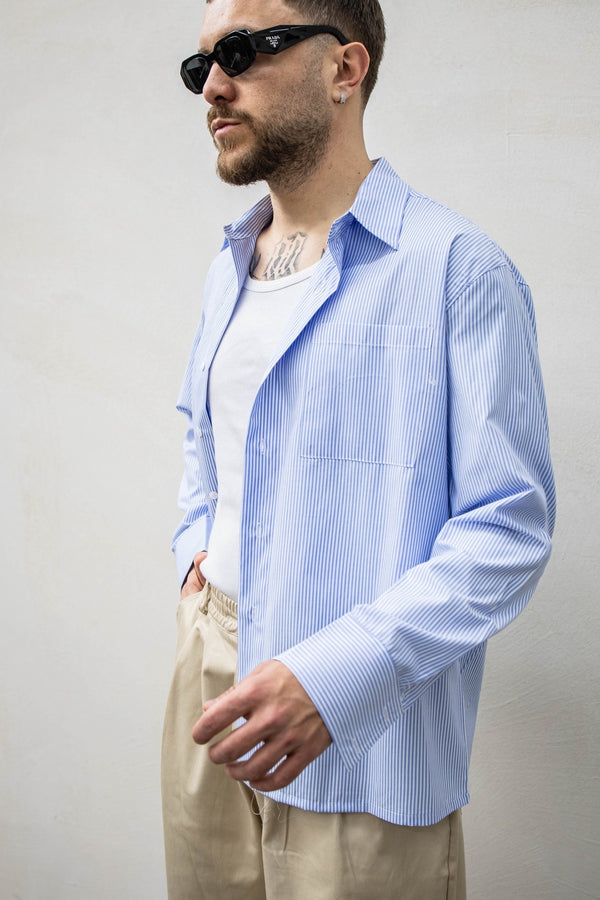 Camicia mille righe Tokyo blu sky