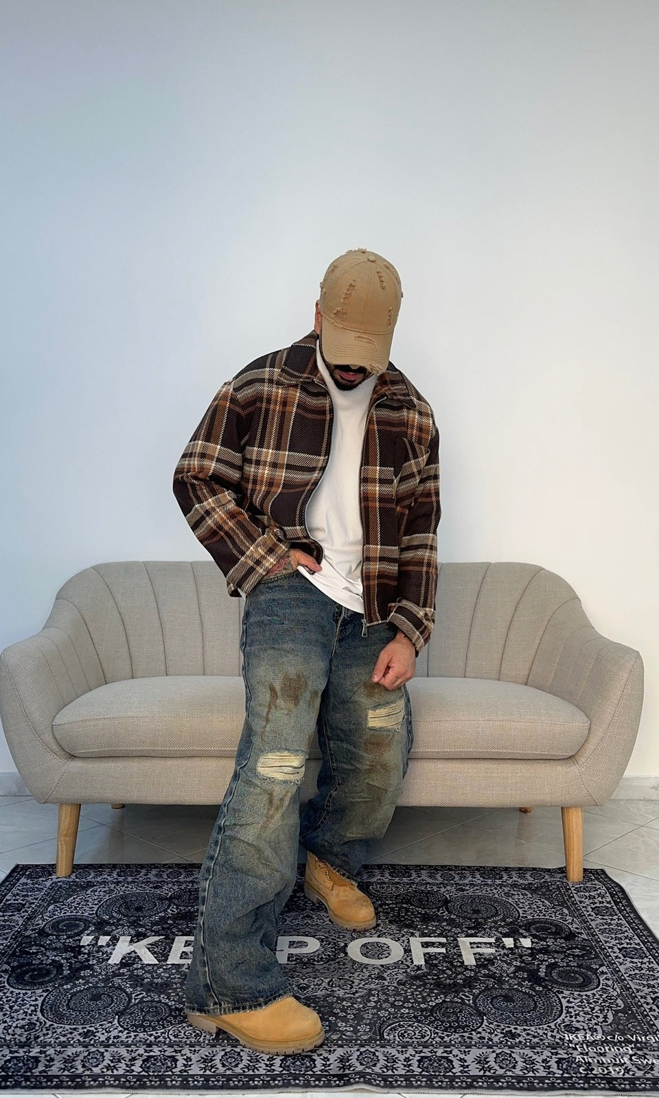 Camicia flanella crop zip brown