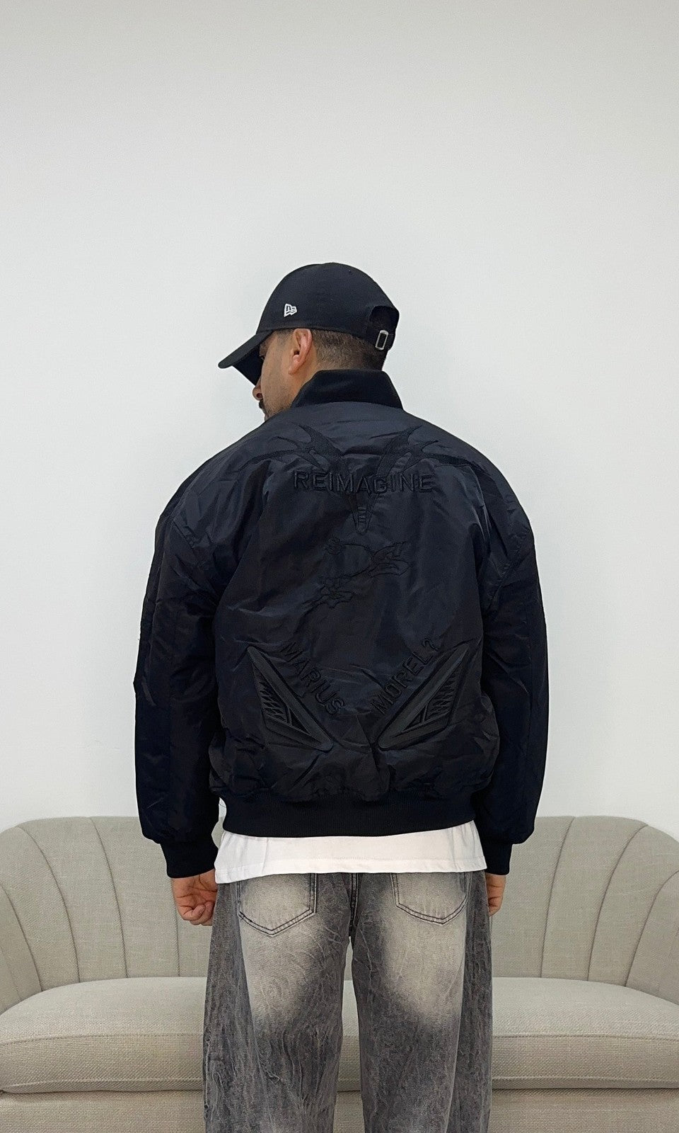 Tech Nylon Bomber Black