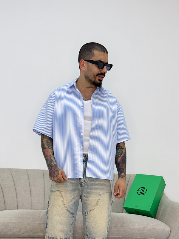 Camicia half sleeve blue
