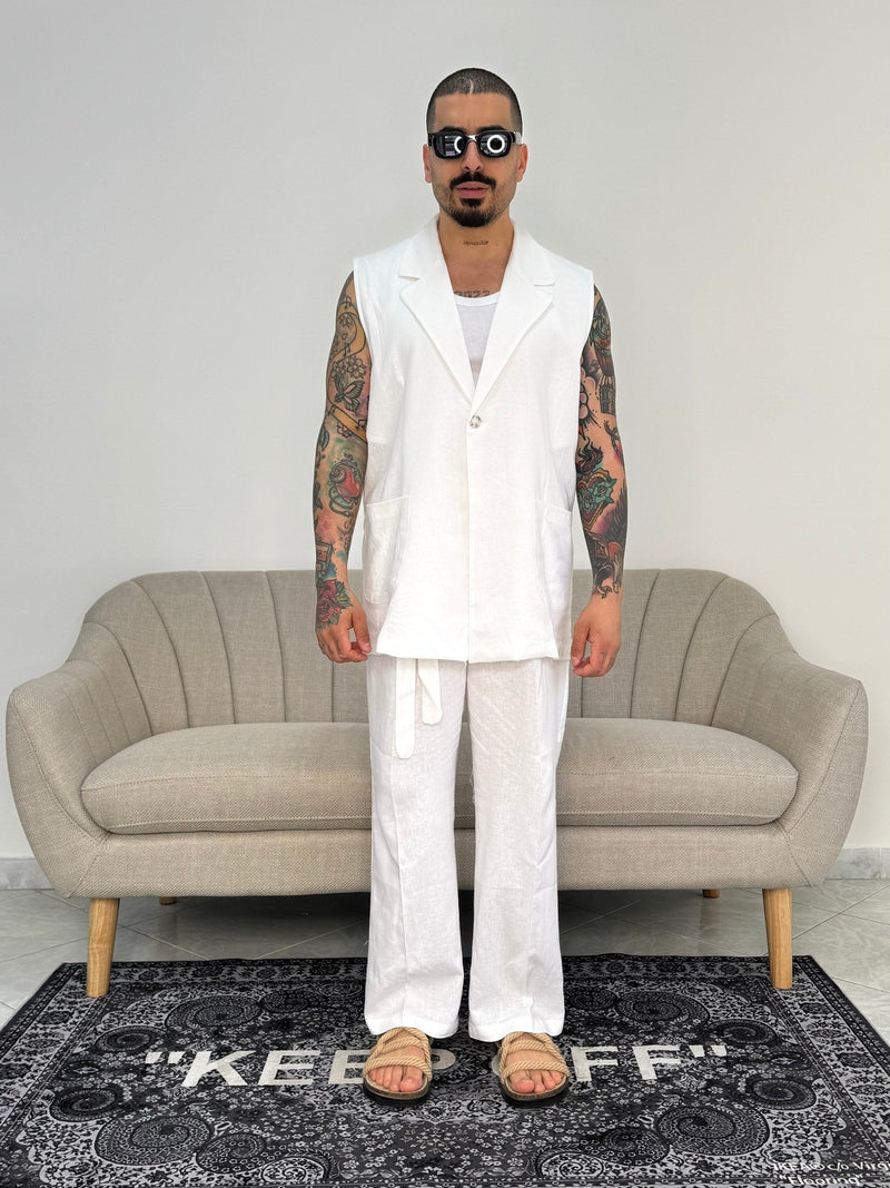 Gilet in lino white