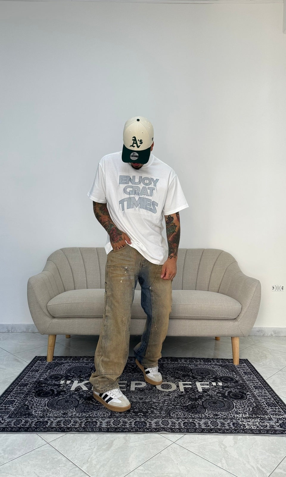 Denim baggy carpenter sand wash