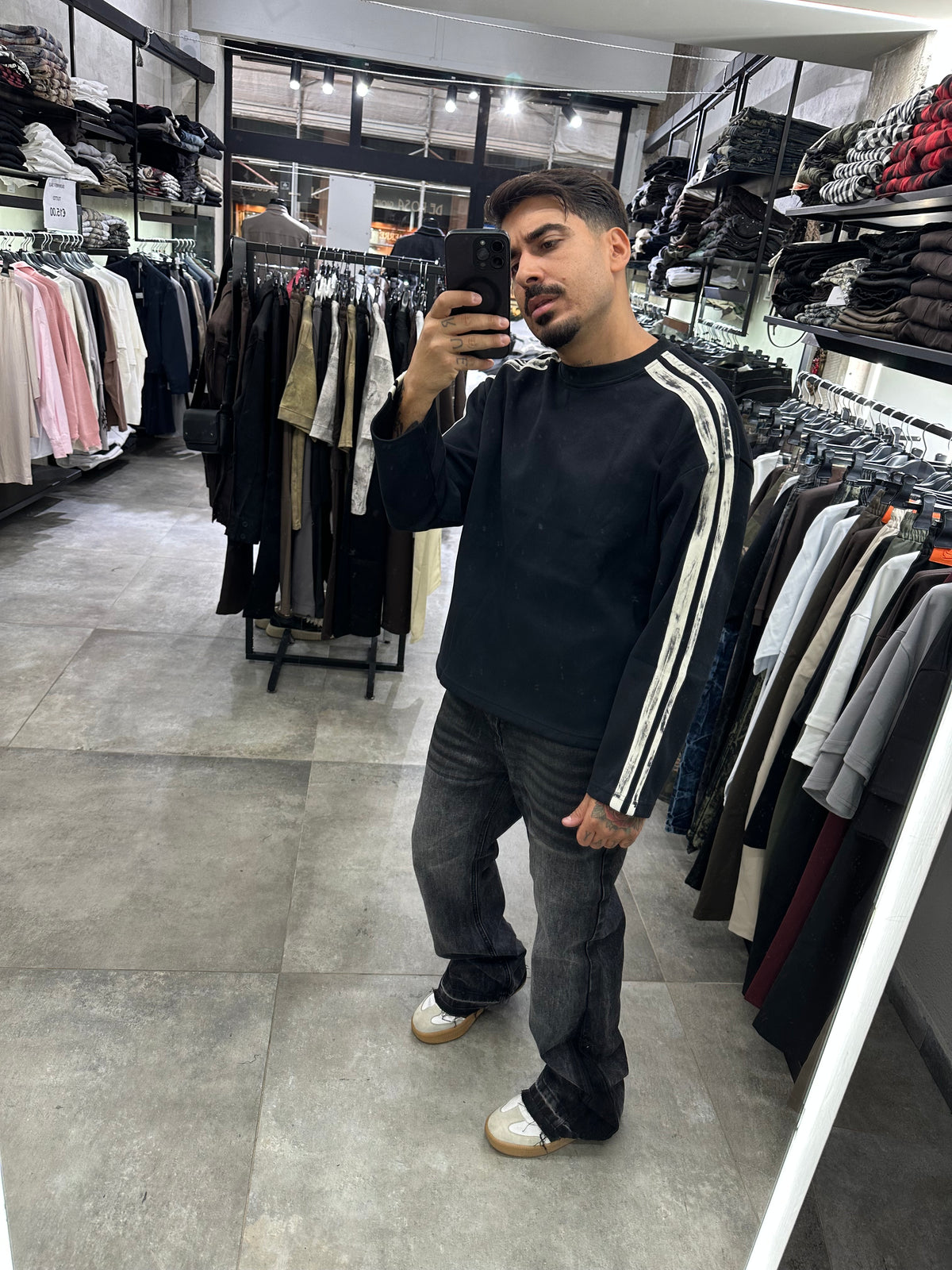 Hoodie Crop stripe black