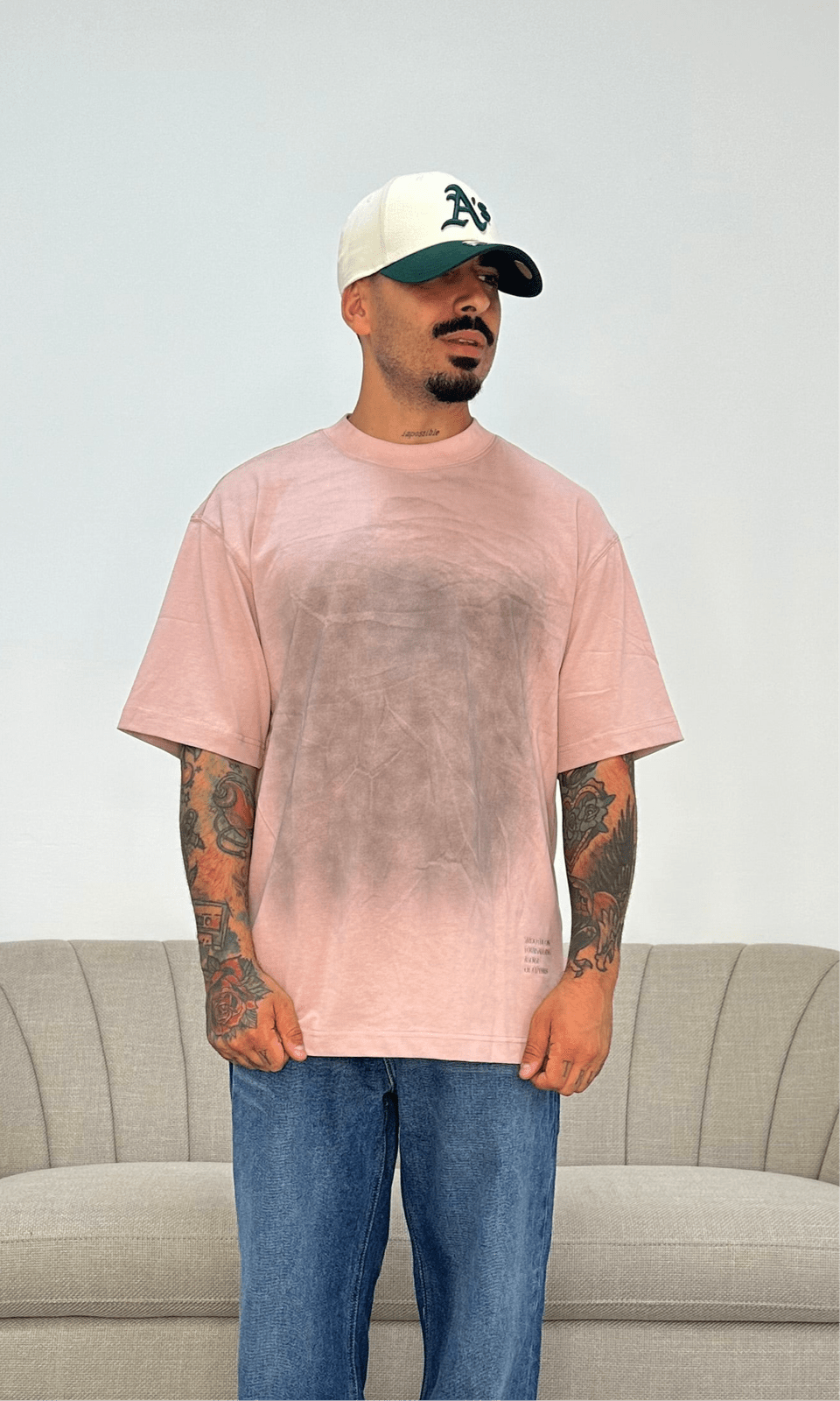T shirt asense wash old pink