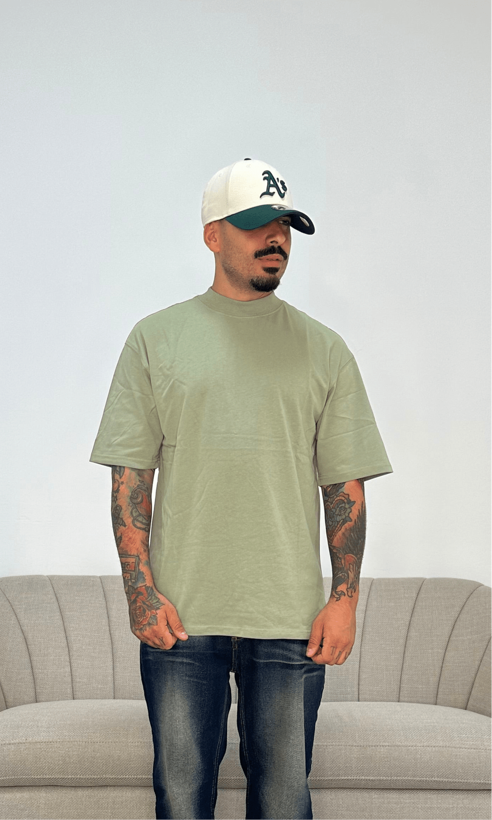 T shirt premium basic verde salvia