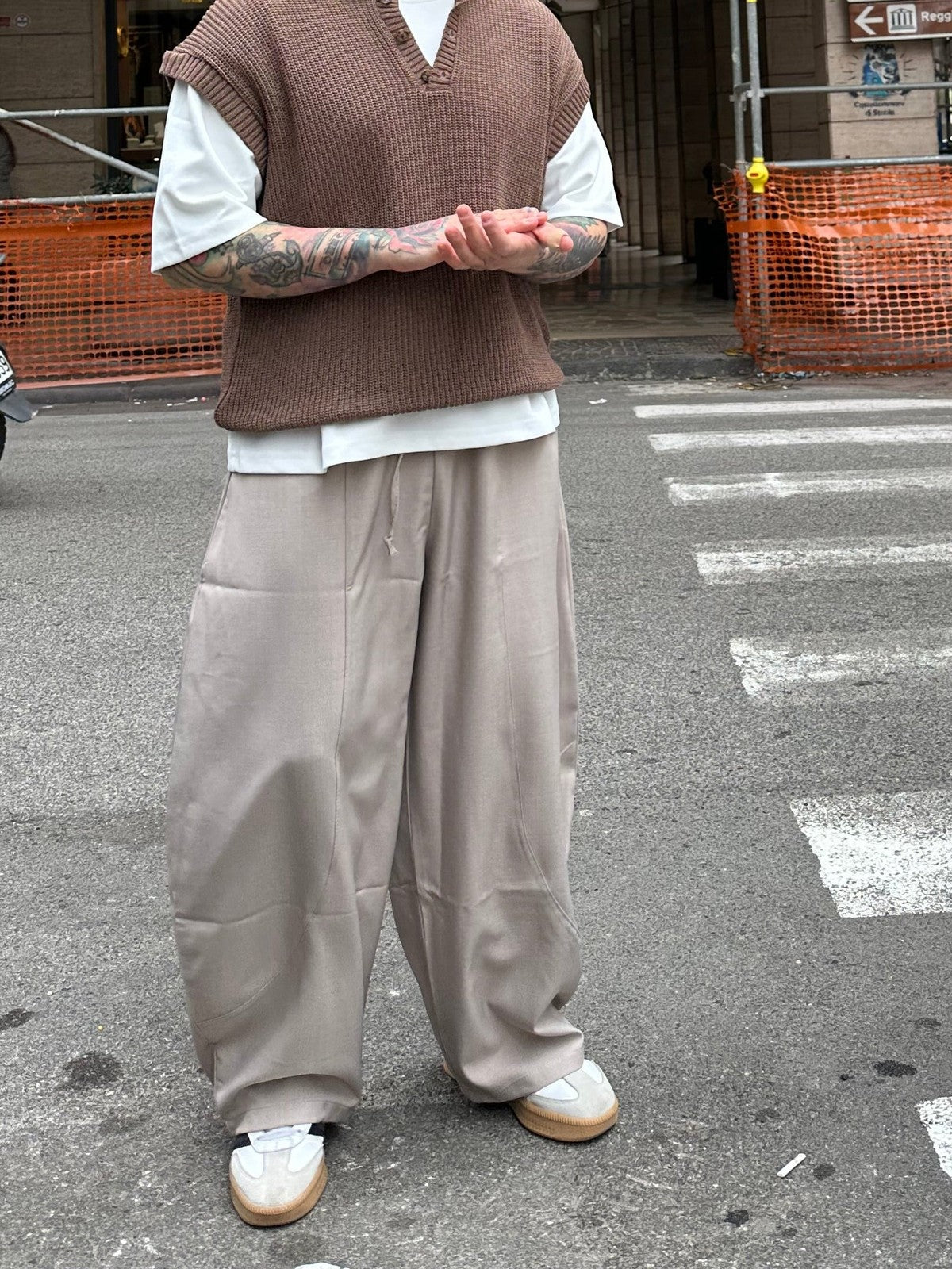 Panta laccio baloon beige