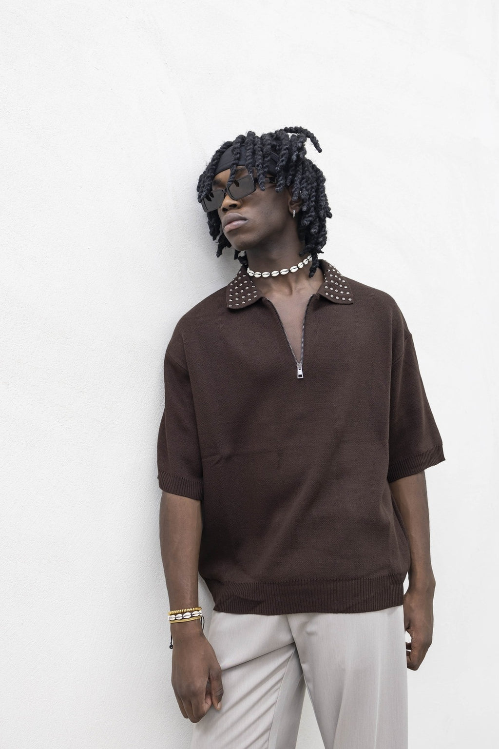 Polo Zip Borchie Brown Tokyo