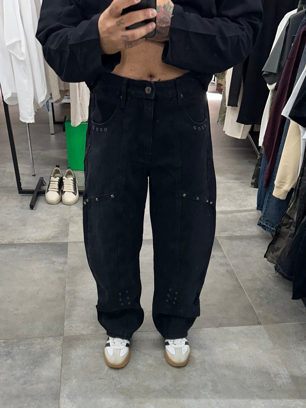 Denim baloon borchie black