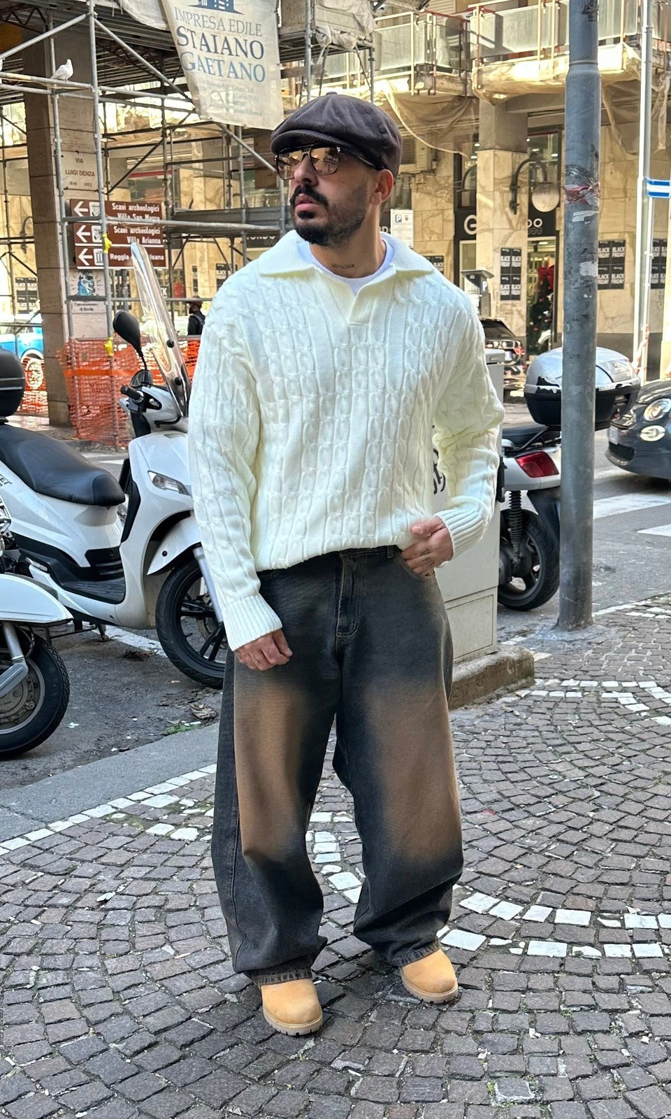 Polo pull treccia white