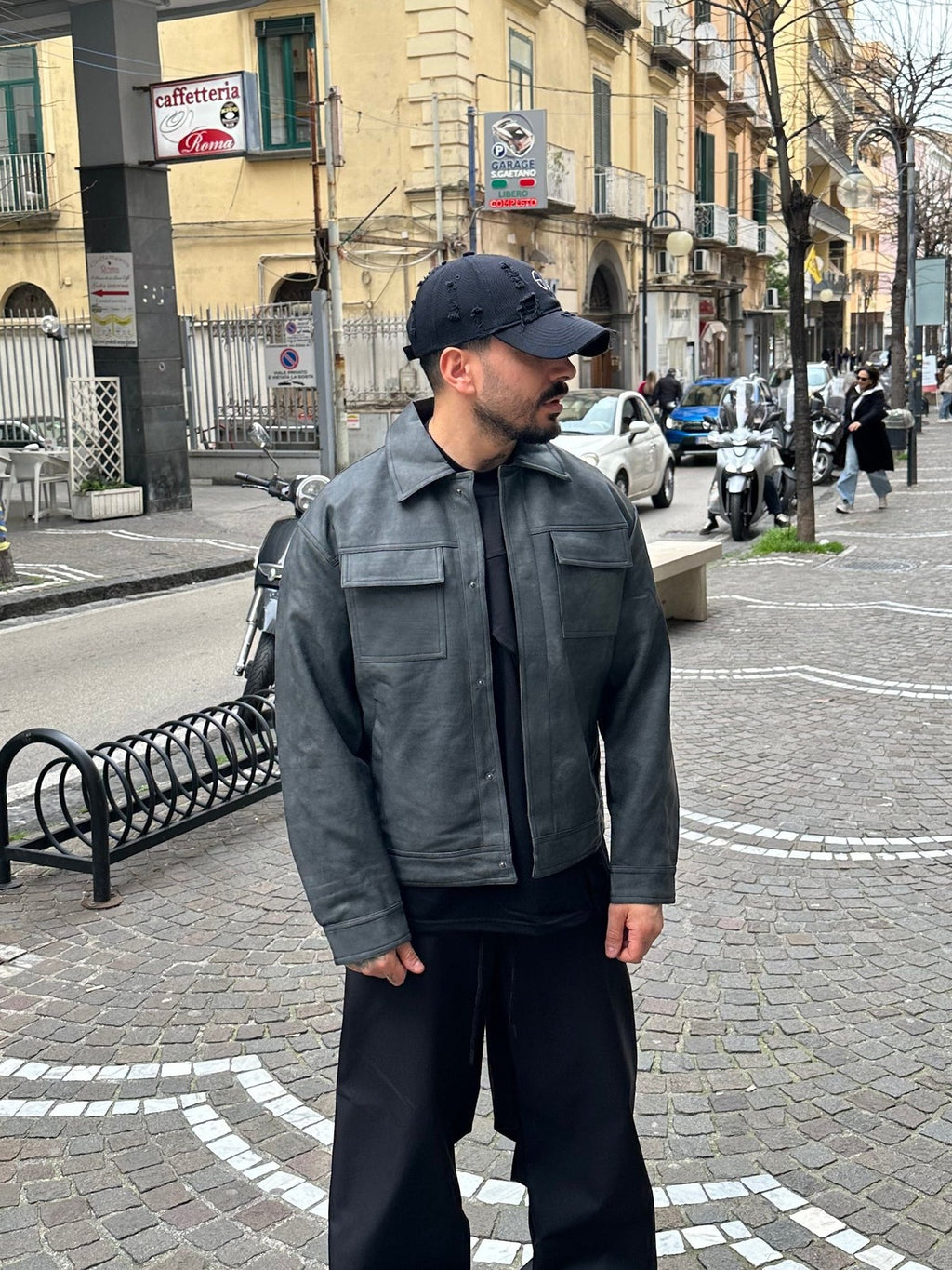 Giacca ecopelle dark grey