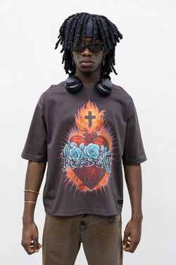 T -shirt sacred heart brown present day