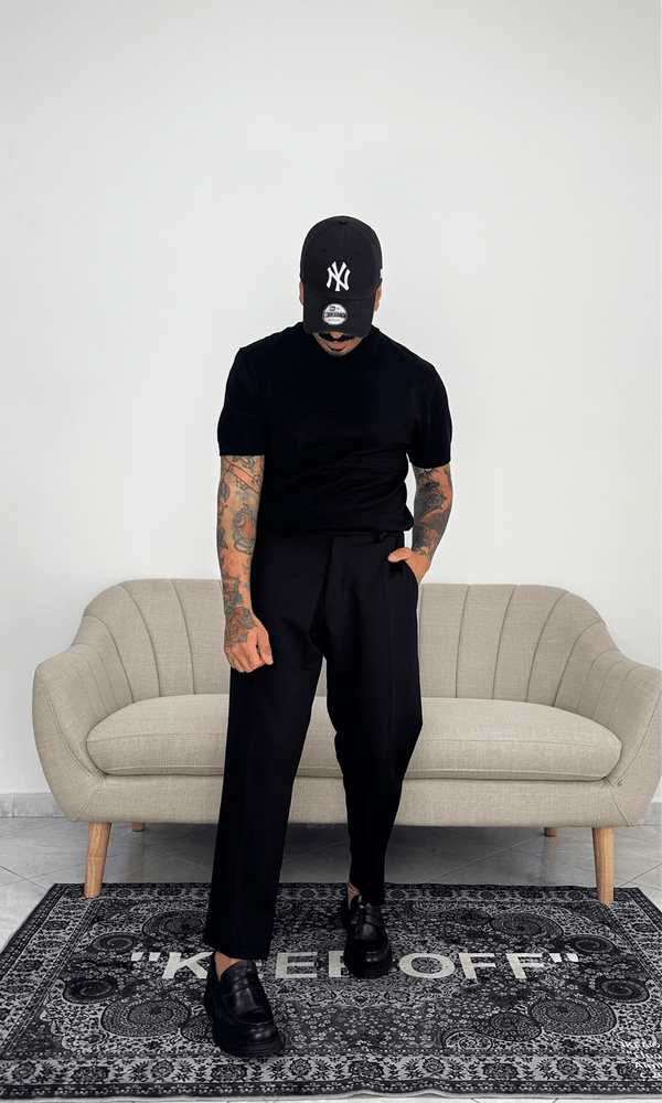 T-shirt mezzo collo wool black