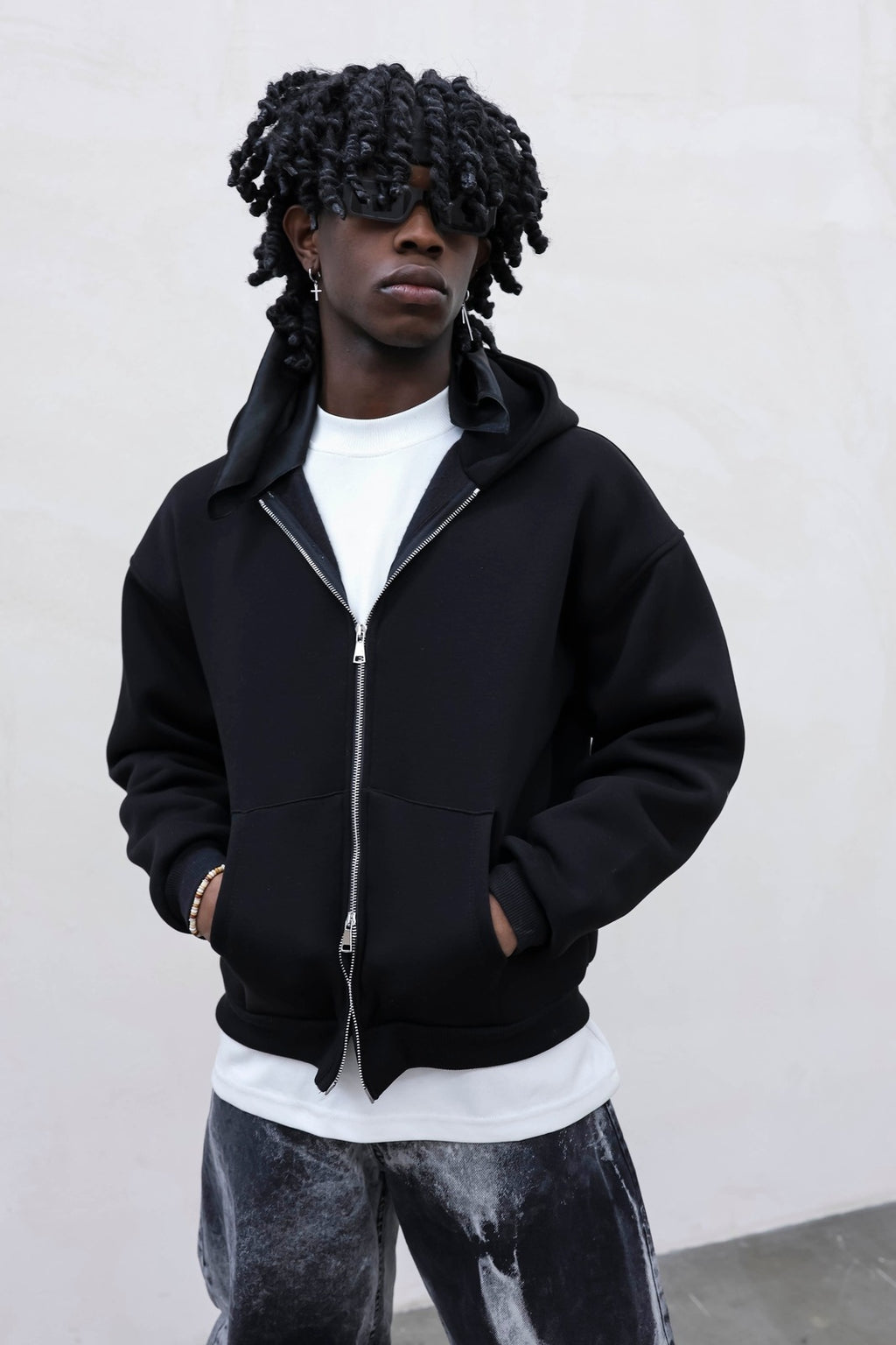 Felpa boxy zip black present