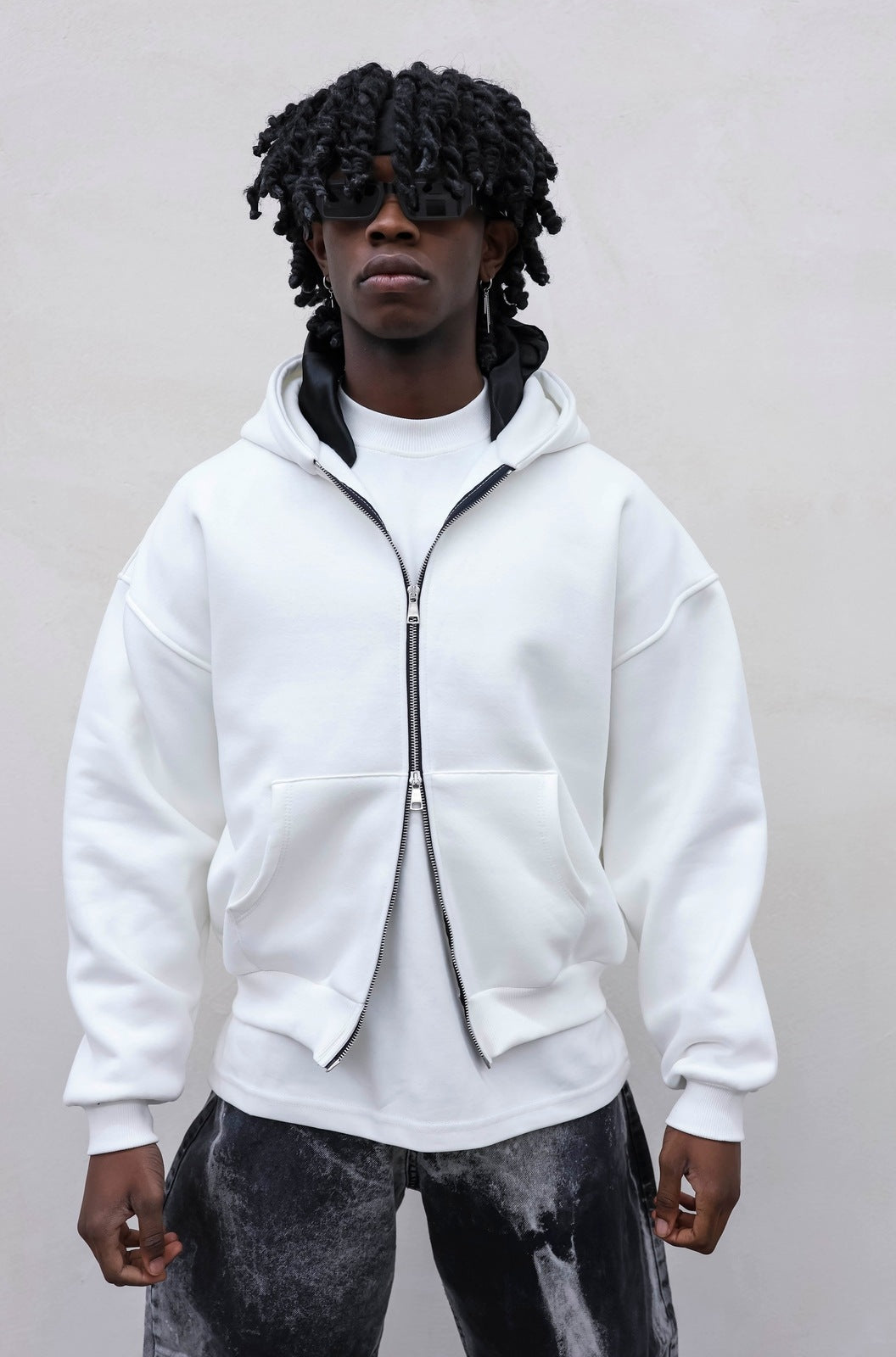 Felpa boxy zip present white