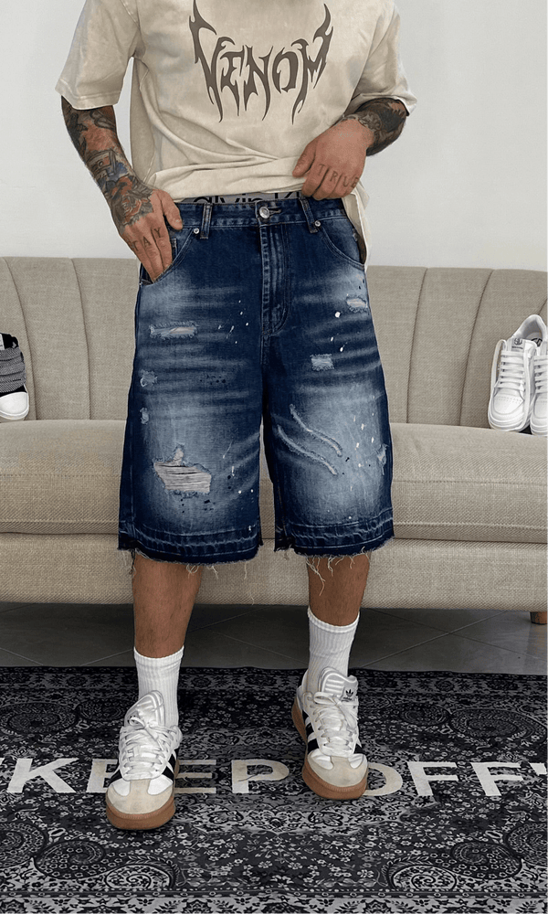 Shorts taglio vivo blu