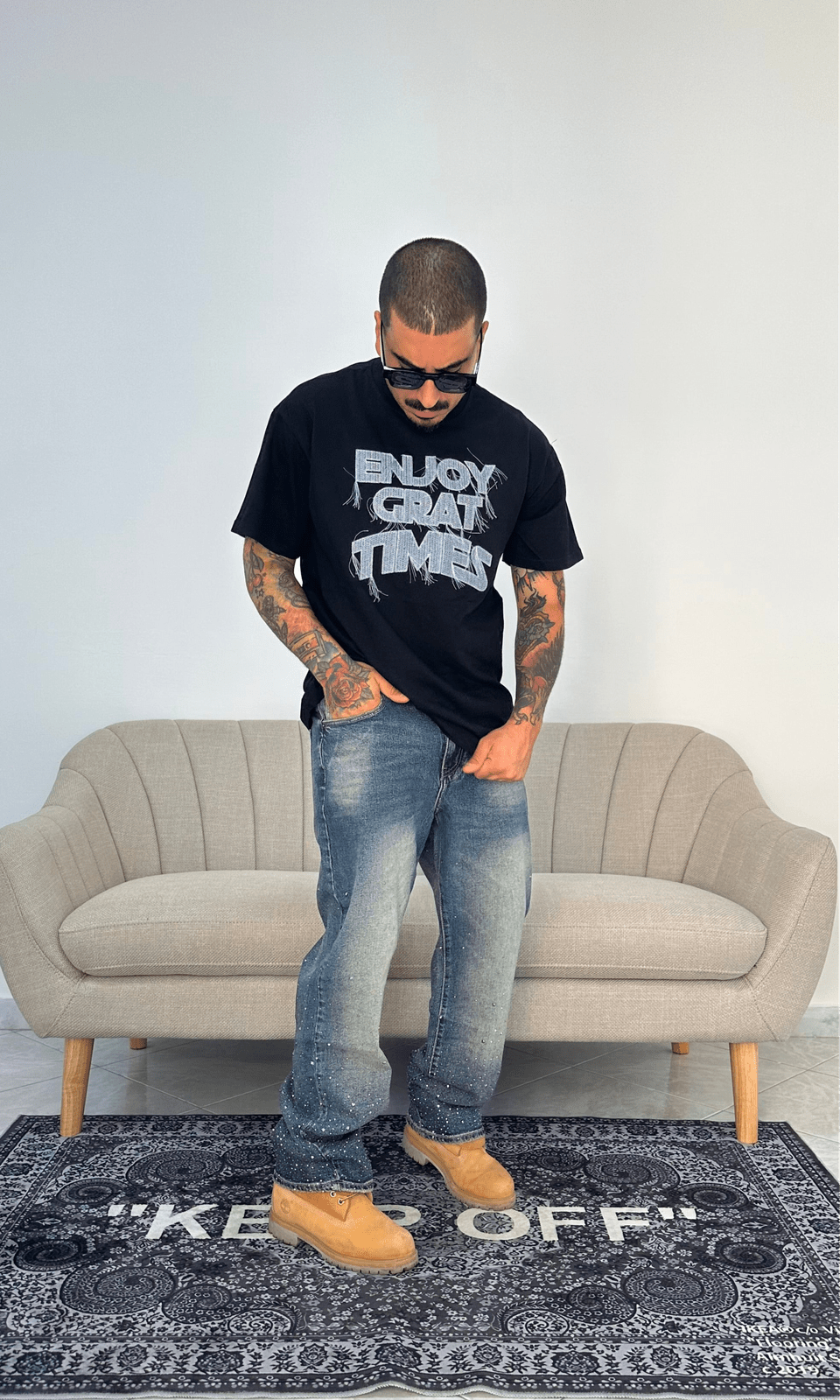 Denim baggy diamond sand wash