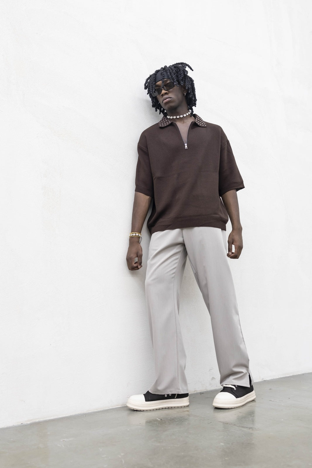 Polo Zip Borchie Brown Tokyo