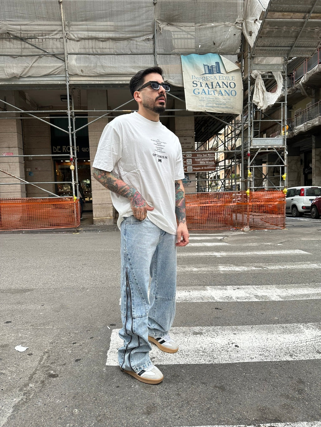 Denim flare full zip blue