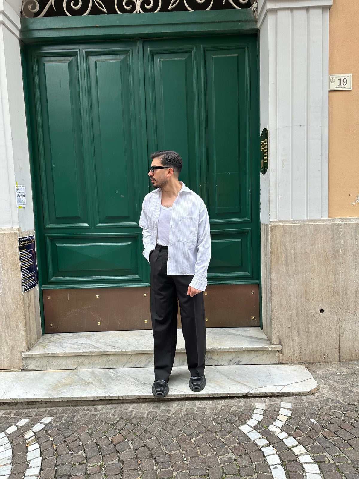 Camicia crop malaga white riga nera All or Nothing