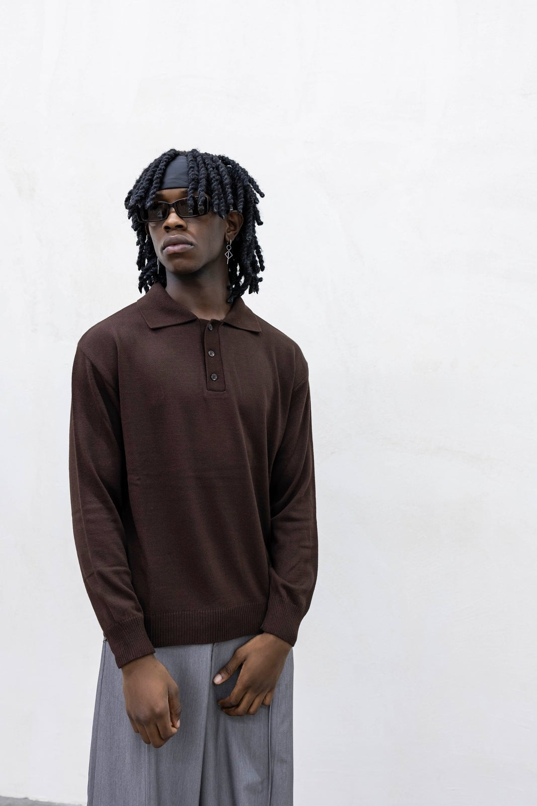 Polo in filo crop brown tokyo