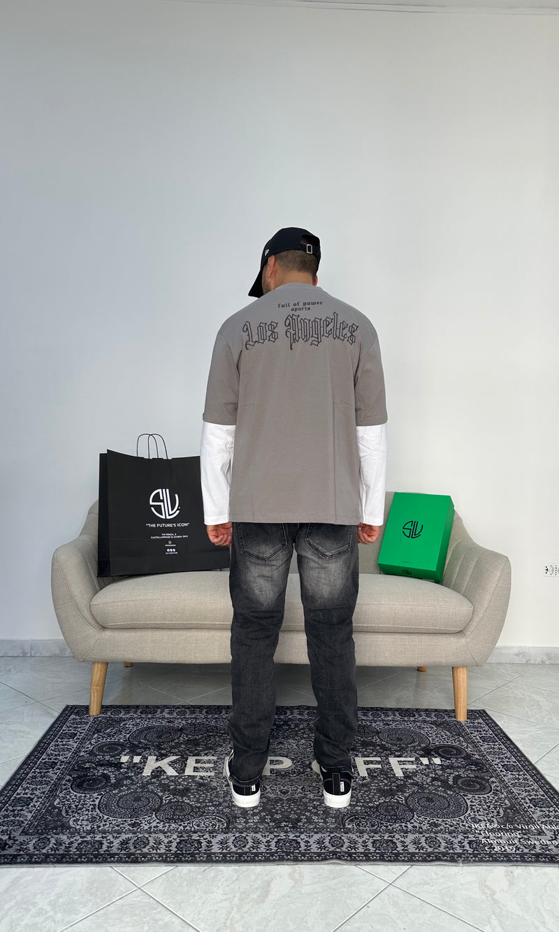 T-shirt long sleeve Los Angles grey