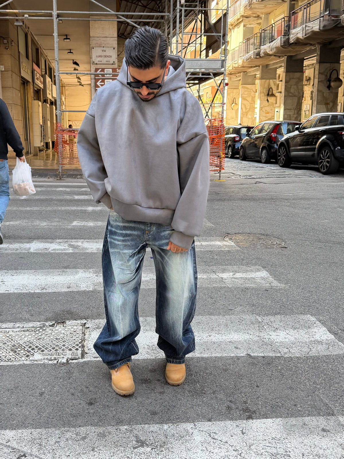 Hoodie scuba/camoscio Grey Present day