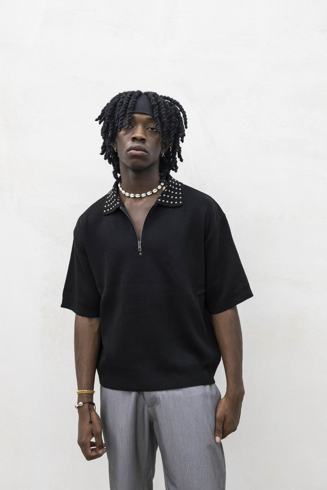 Polo Zip Borchie Black Tokyo