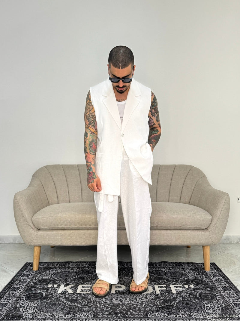 Gilet in lino white