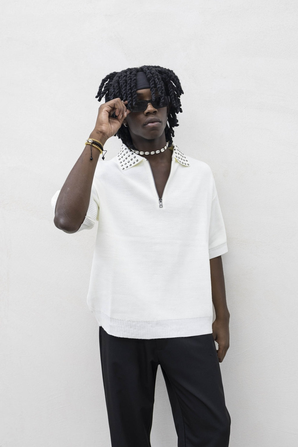 Polo Zip Borchie White Tokyo