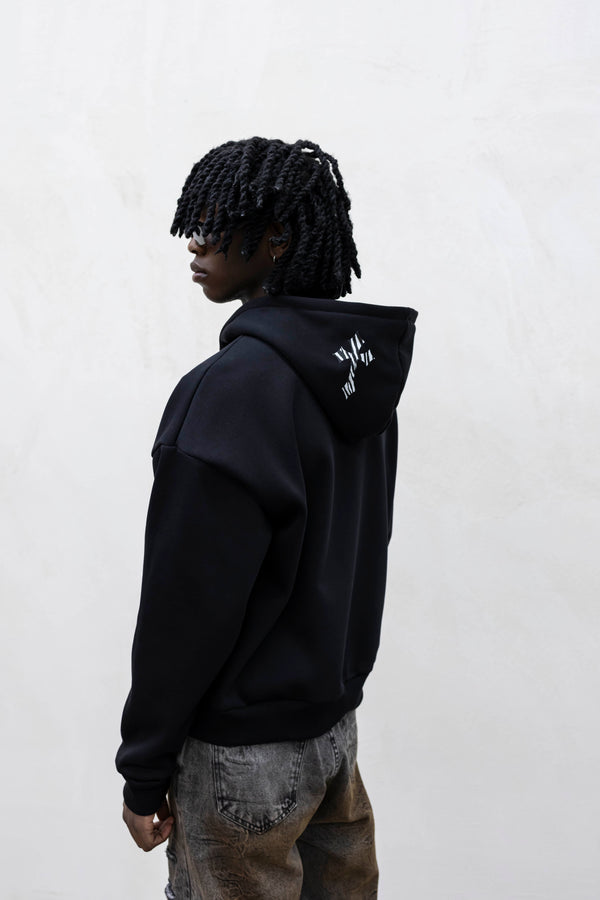 Hoodie crosses zip black