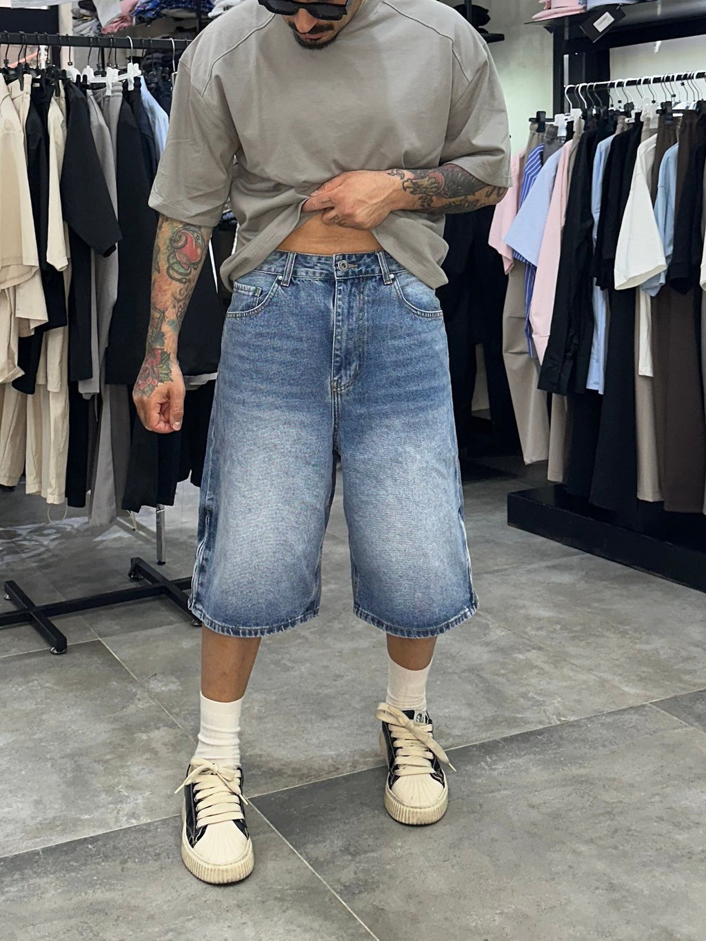Denim jorts blue zip