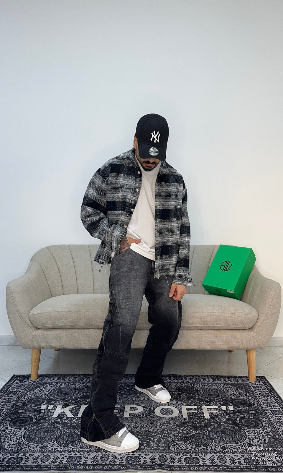 Camicia franella crop black