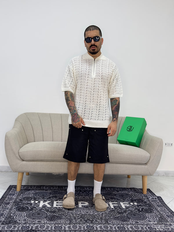 Polo zip crochet panna