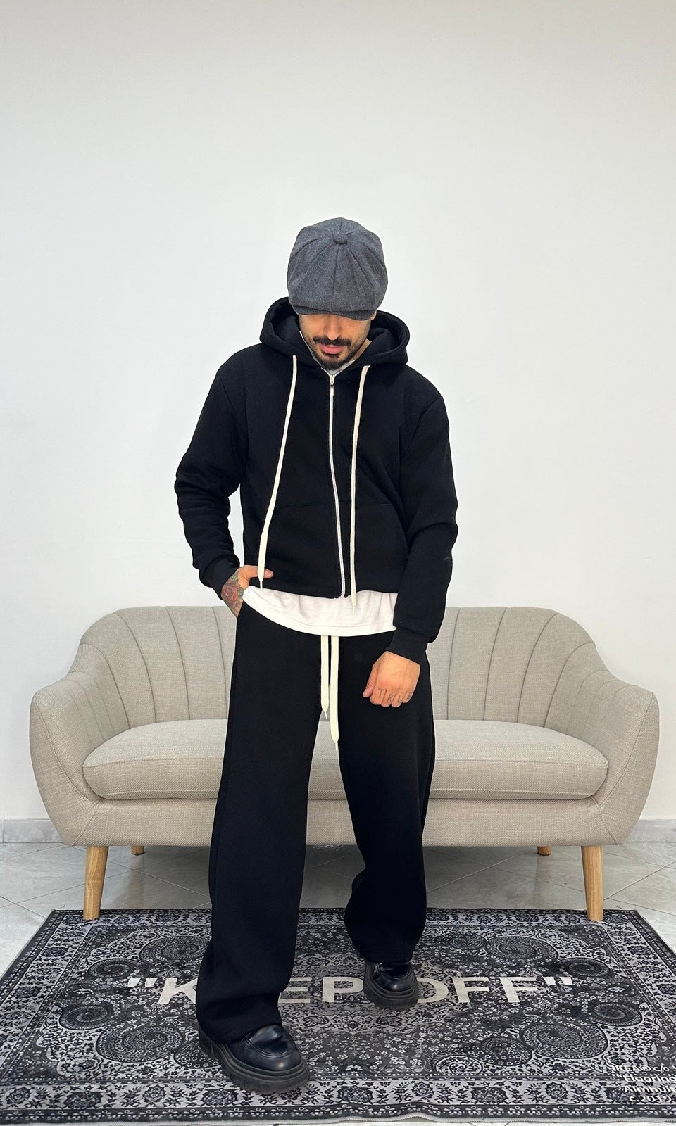 Tracksuit boxy zip black